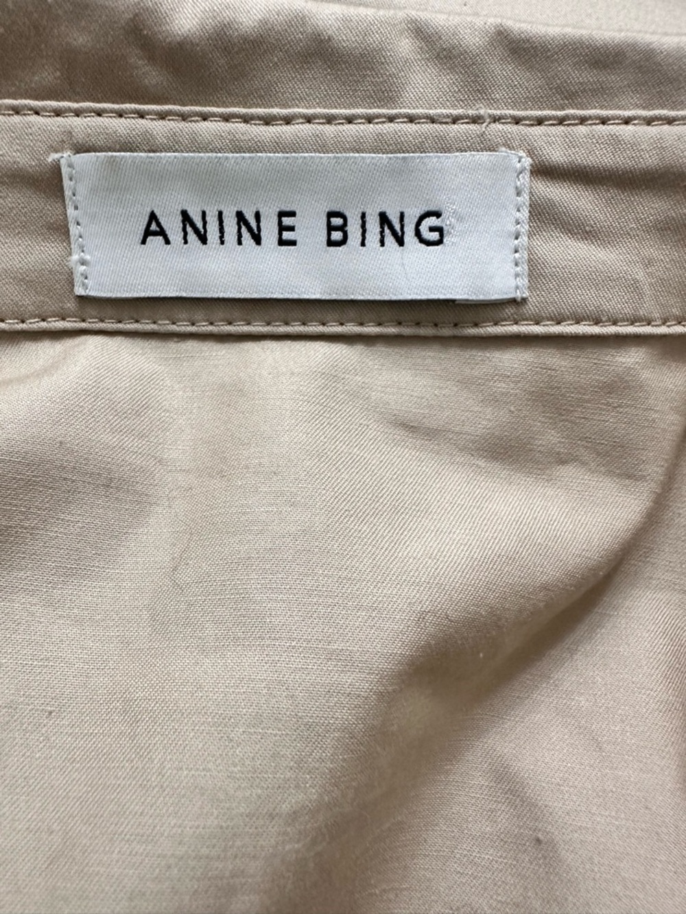 Anine Bing Tiffany Button Front Shirt SZ XS Tan Designer Minimalist Luxury EUC - Picture 2 of 10